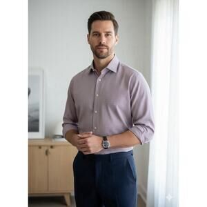 Ermenegildo Zegna Men’s Purple Geometric Shirt XL Tall